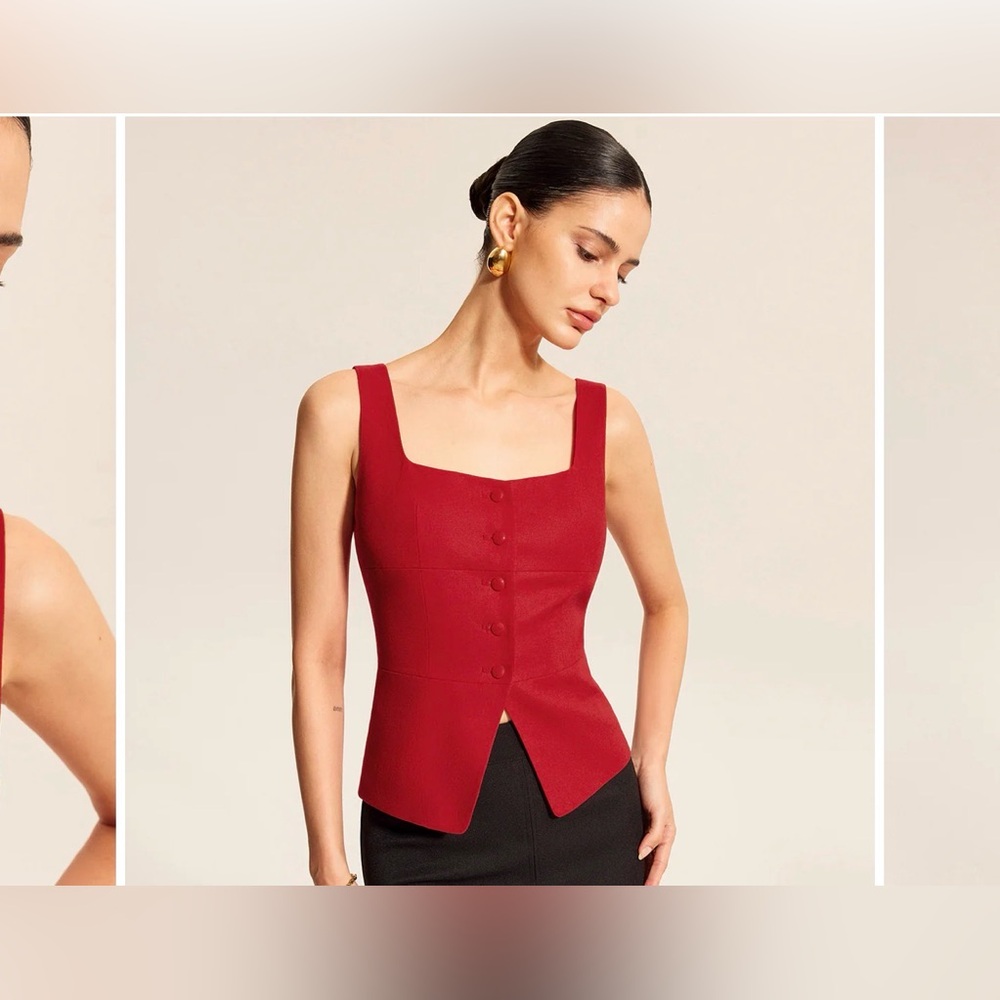 Commense Red Buttoned Tank Top